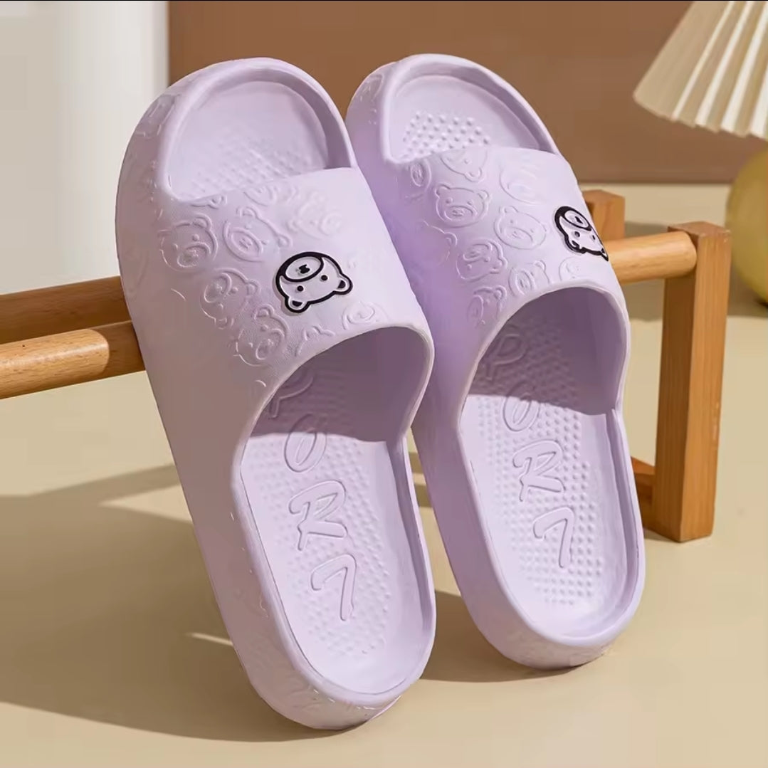 Cute Panda Embossed EVA Slippers – Soft & Comfortable Indoor/Outdoor Slides